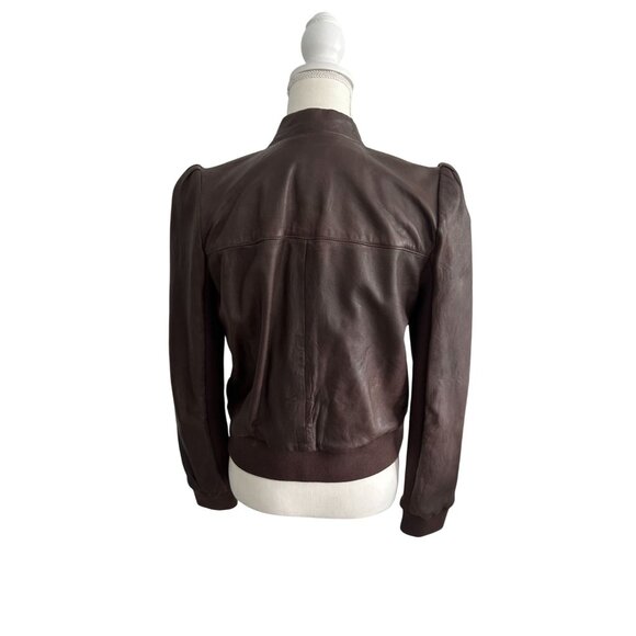 HINGE Women's Brown Leather Zip Jacket Size Medium - Picture 3 of 7
